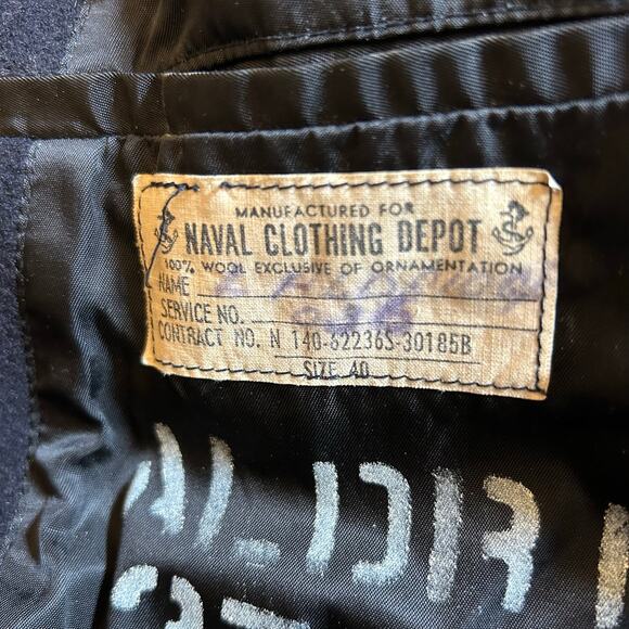 Naval Clothing Depot US Navy 100% Wool Pea Coat Mid Century Heavy Vintage Sz 40 - Picture 2 of 6